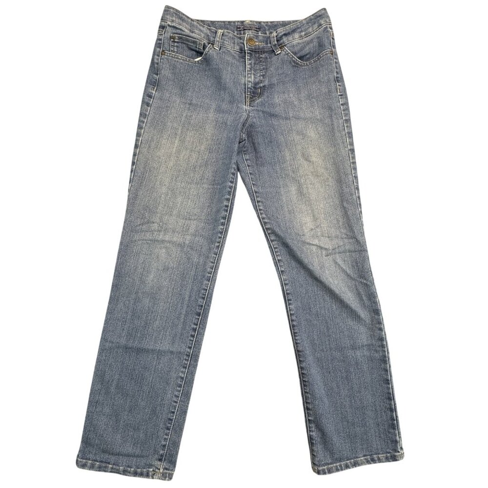 Bandolino Womens Size 6 Blue Denim Mandie Jeans Straight Leg Stretch Mid Rise